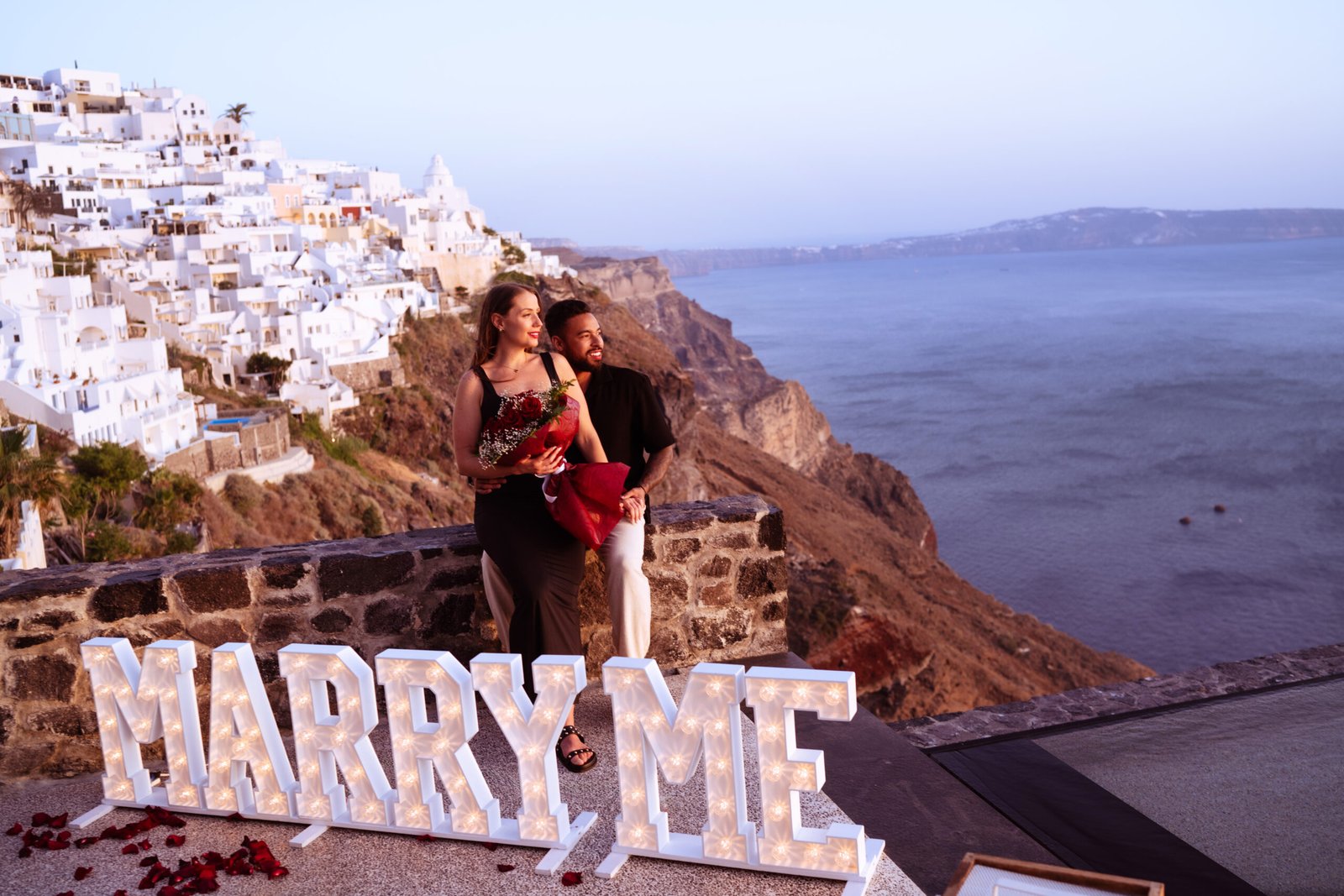 Affordable Santorini engagement and proposal photographer