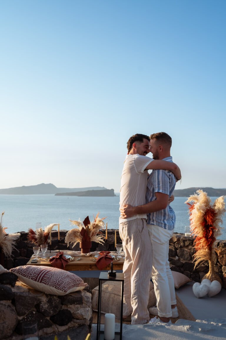 santorini romantic proposal photography