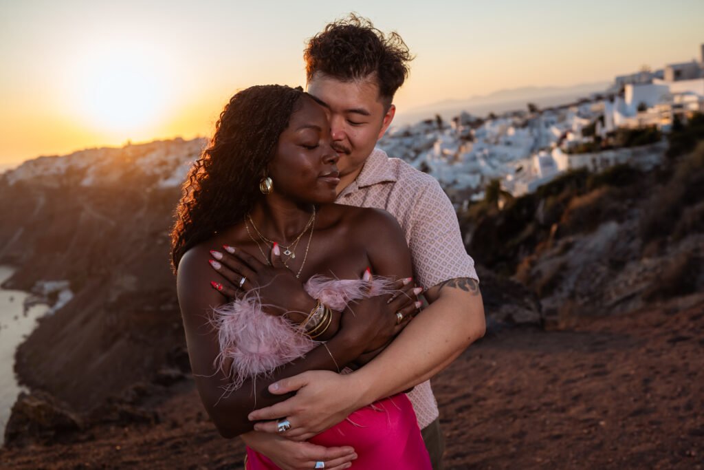 santorini romantic proposal photography